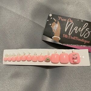 Pink Press On Toe Nails